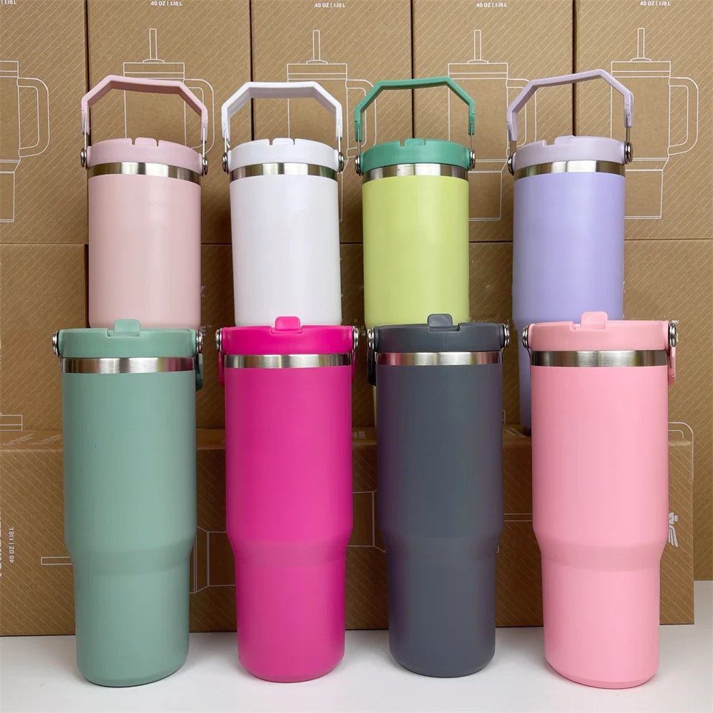 For Stanley 30oz Tumbler With Handle Leopard Tumbler With Straw Lids Stainless Steel Coffee Termos Cup Car Mugs Vacuum Cup