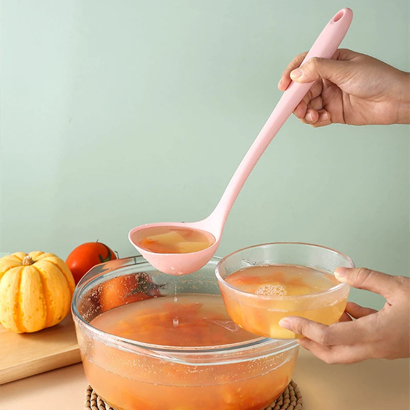 Hemasa Long Handle Silicone Soup Spoon Large Ramen Noodles Tablespoons Hot Pot Porridge Ladle Scoop Kawaii Japanese Kitchen Utensils