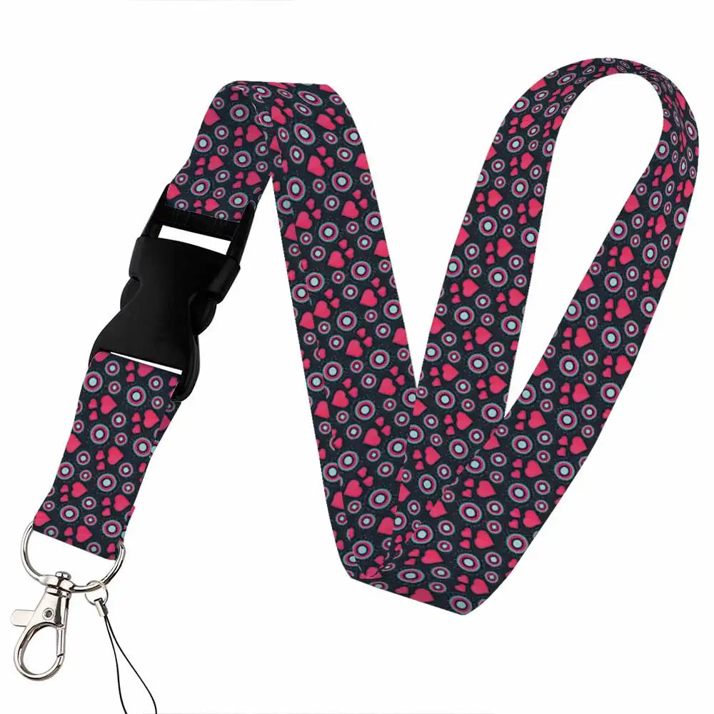 Tejesa Beautiful heart-shaped Lanyard Keys Chain Badge Holder ID Credit Card Pass Hang Rope Lariat Mobile Phone Charm Accessories Gifts