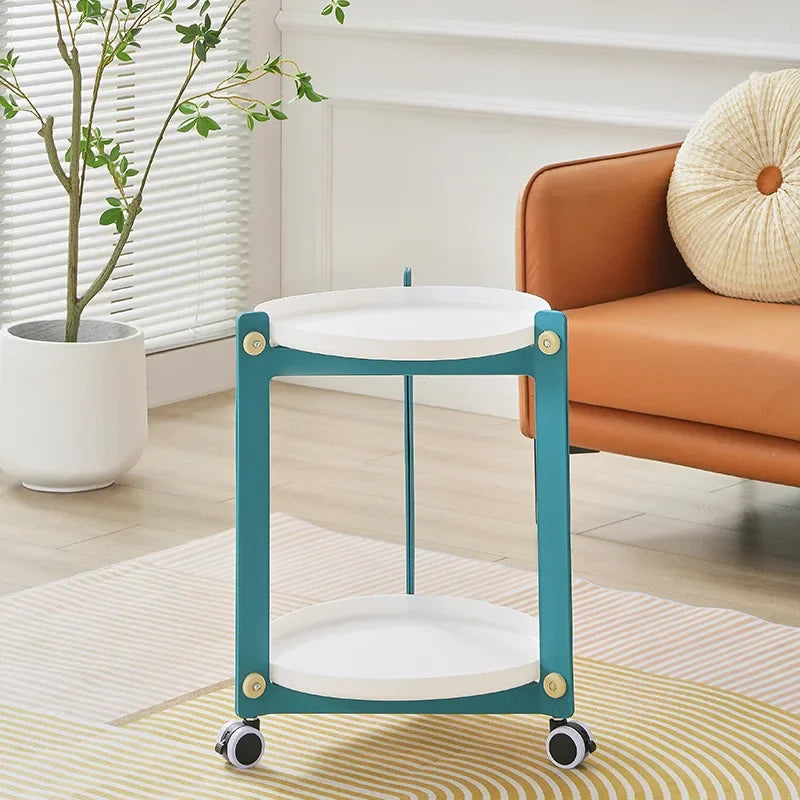 Living Room Mobile Round Coffee Table Nordic Creative Home Cart Movable Storage Rack Storage Bedroom Bedside Trolley