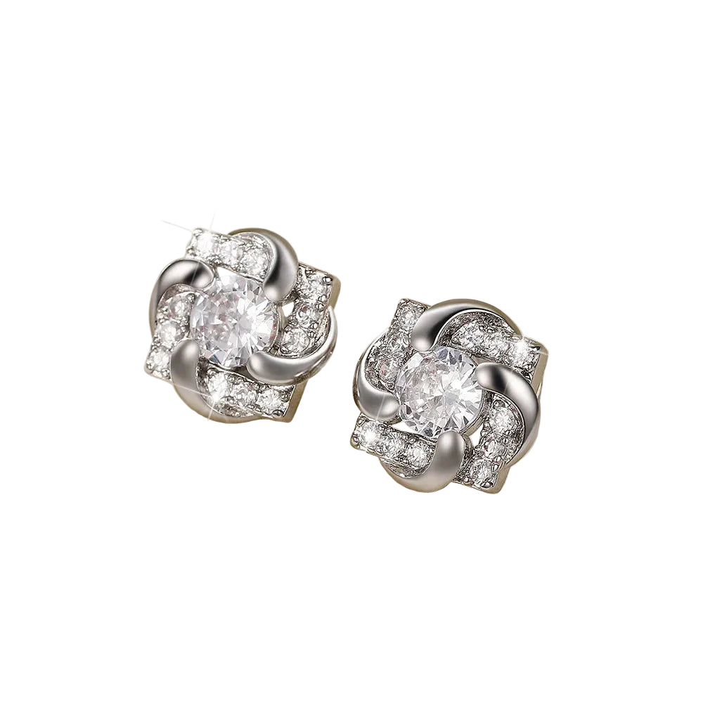 Tejesa Huitan Simple Versatile Women's Cubic Zirconia Stud Earrings Silver Color High Quality Ear Accessory Daily Wear Wedding Jewelry
