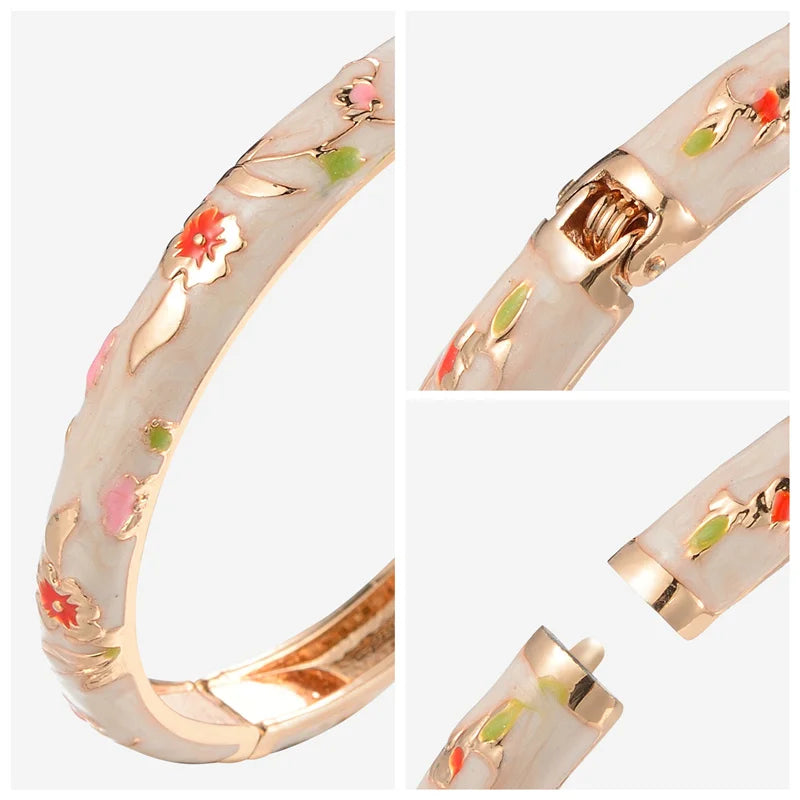 Enamel Bracelet For Women Floral Bangles On Hand Cloisonne Women's Hand Bracelets African Jewelry Dubai Indian Bohemian Holiday