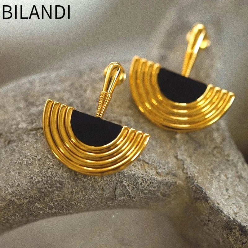 Hemasa Half Round  Geometric Drop Earrings For Women
