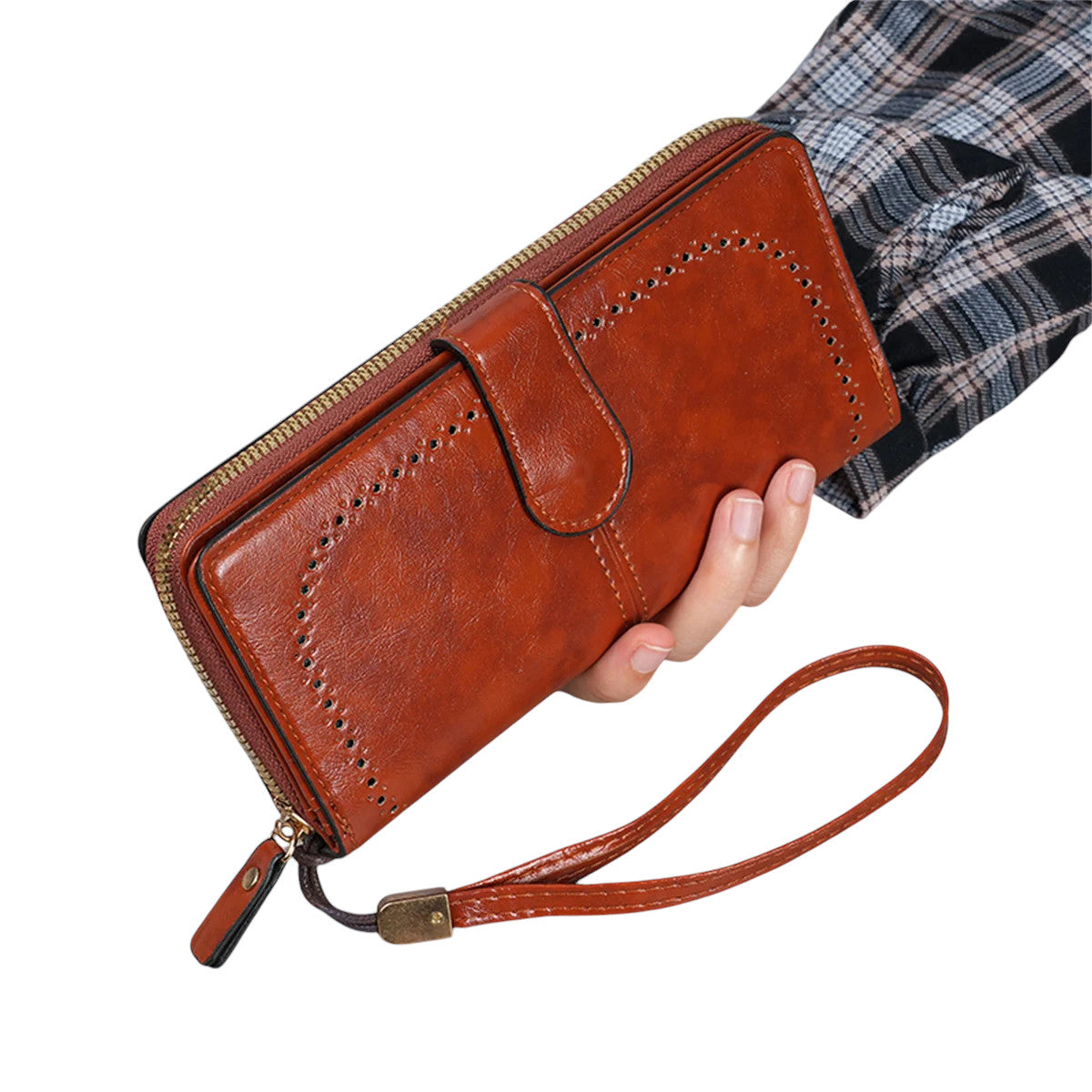 Hemasa Women's oil wax leather wallet / coin wallet Multi-function mobile phone bag multi-card bag