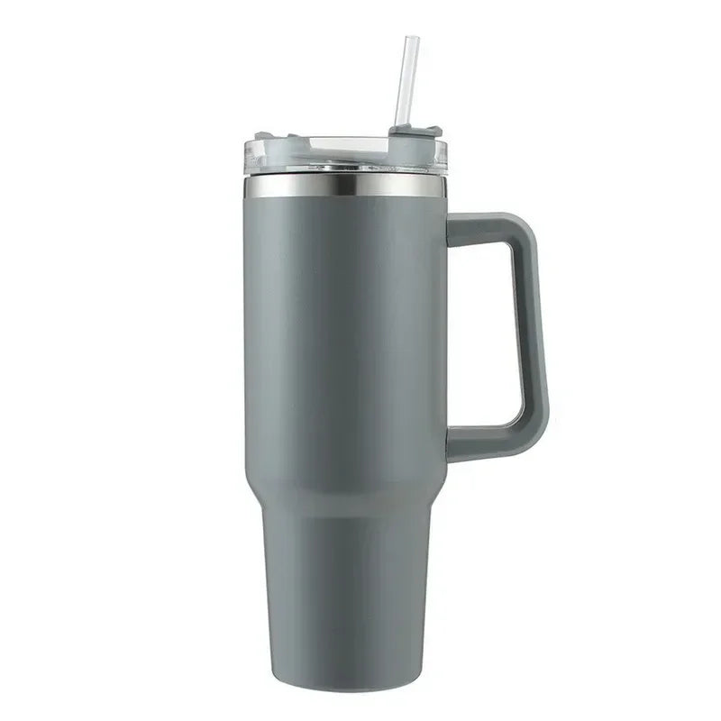 40OZ Straw Insulation Cup with Handle Portable Car Stainless Steel Coffee Water Bottle LargeCapacity Travel BPA Free Thermal Mug