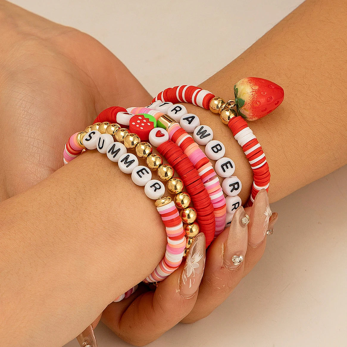 Hemasa  Korean Sweet Strawberry Star Pendant Bracelets for Women