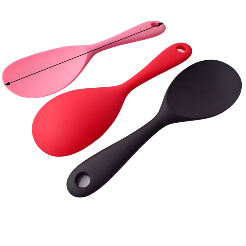Hemasa Set of 3 Hanging Silicone Rice Spoon Kitchen Ladle /Non-stick Saucepan Electric Rice Cooker Cooking Scoop with holes