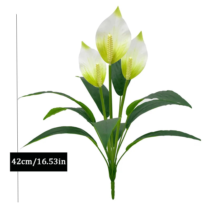 42cm Tropical Monstera Artificial Plants Fake Anthurium Tree Branch Plastic Leaves Real Touch Desktop Palm Tree For Home Decor