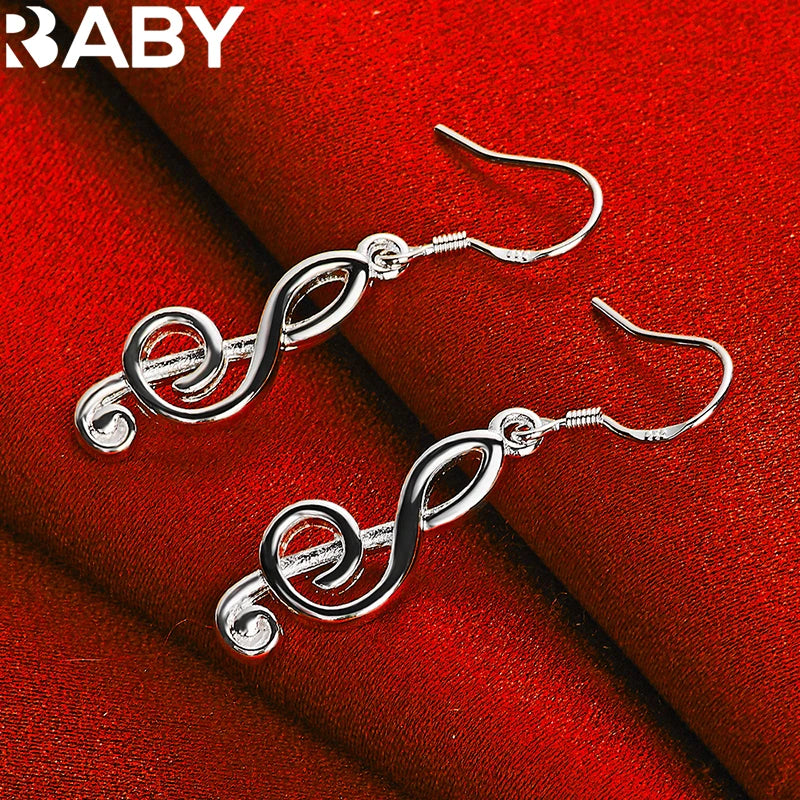 URBABY 925 Sterling Silver Musical Note Earrings For Woman Wedding Engagement Fashion Music Party Jewelry Christmas Gift