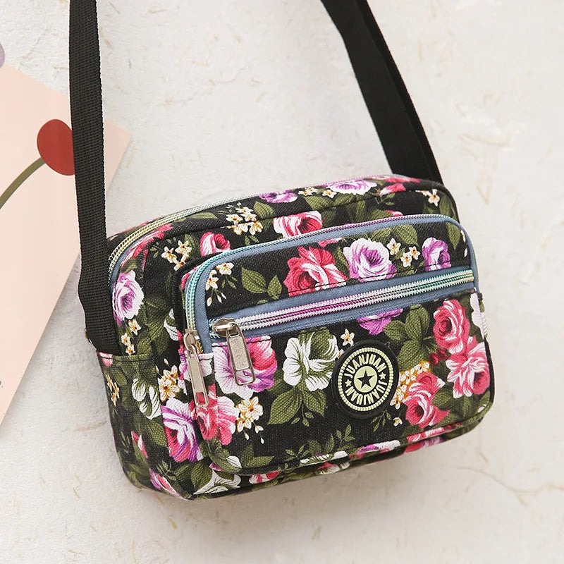 Tejesa Mini Canvas Crossbody Bag for Women Fashionable Small Handbag Soft Polyester Lining Zipper Closure Everyday Use Crossbody Bag