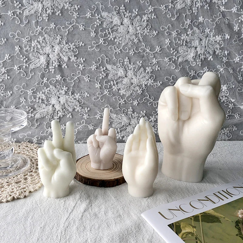 Gesture Candle Mold Erect Middle Finger Up DIY  Accessories Middle Finger Cake Silicone Mould Candle Making Molds