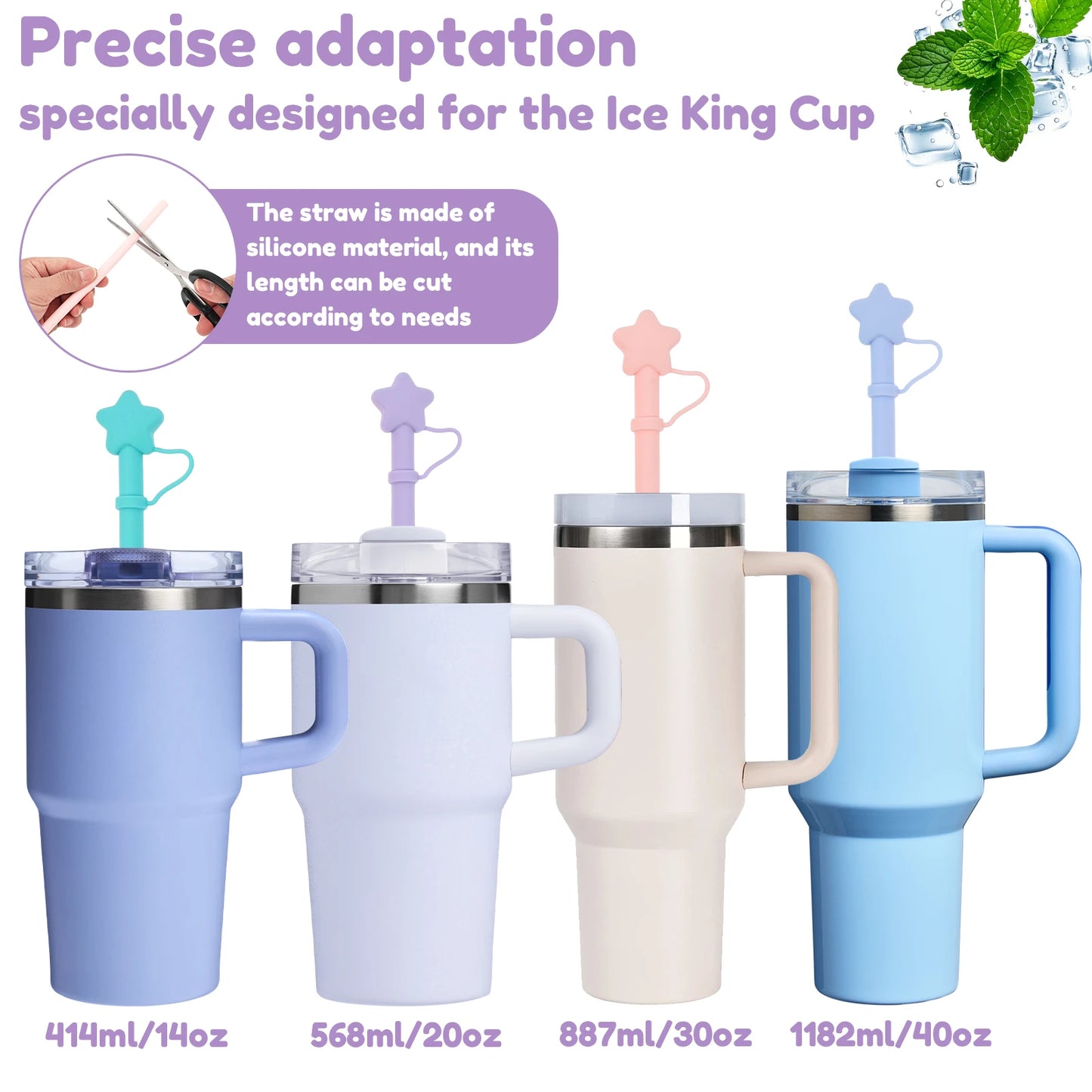 Tejesa 12Pcs Silicone Straws 12 Inch Soft Straw with Cover Reusable Cup Straw for Children Drinking Water Drinks Juice Smoothies Straws