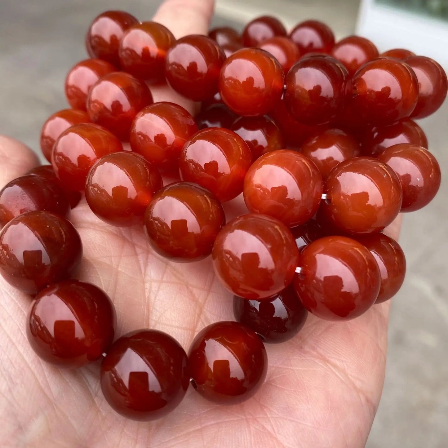 Hemasa Natural Red Carnelian Beads Bracelets /Natural Red Agate Onyx Stone Beads Stretch Bracelets