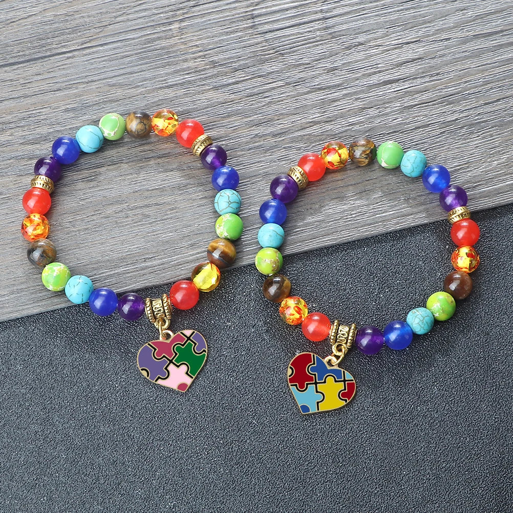 Women 7 Chakra Beads Bracelets & Bangle Men 8mm Natural Stone Simple Love Heart Bracelet Couple Lover Reiki Healing Jewelry Gift