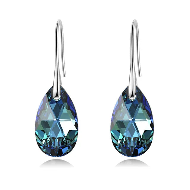 Classic Silver Color Korean Pear-shaped Drop Earrings Original Crystals from Austria Jewelry for Women Big Pendant Pendientes
