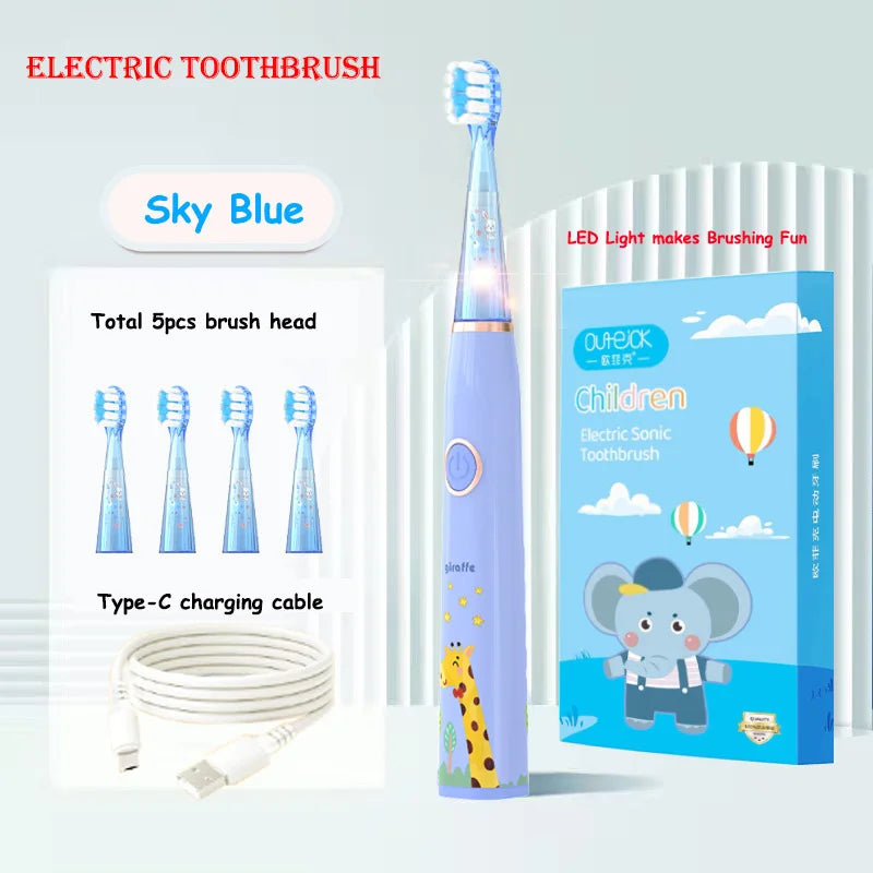 Children Sonic Electric Toothbrush Cartoon Kids With Replace The Toothbrush Head Ultrasonic Electric Toothbrush Sonic Brush Head