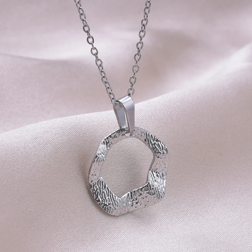 Titanium Steel Trendy Gold Color Geometric Necklace for Women Pendant Choker Long Chain Female Men's Fashion Jewelry Supplies