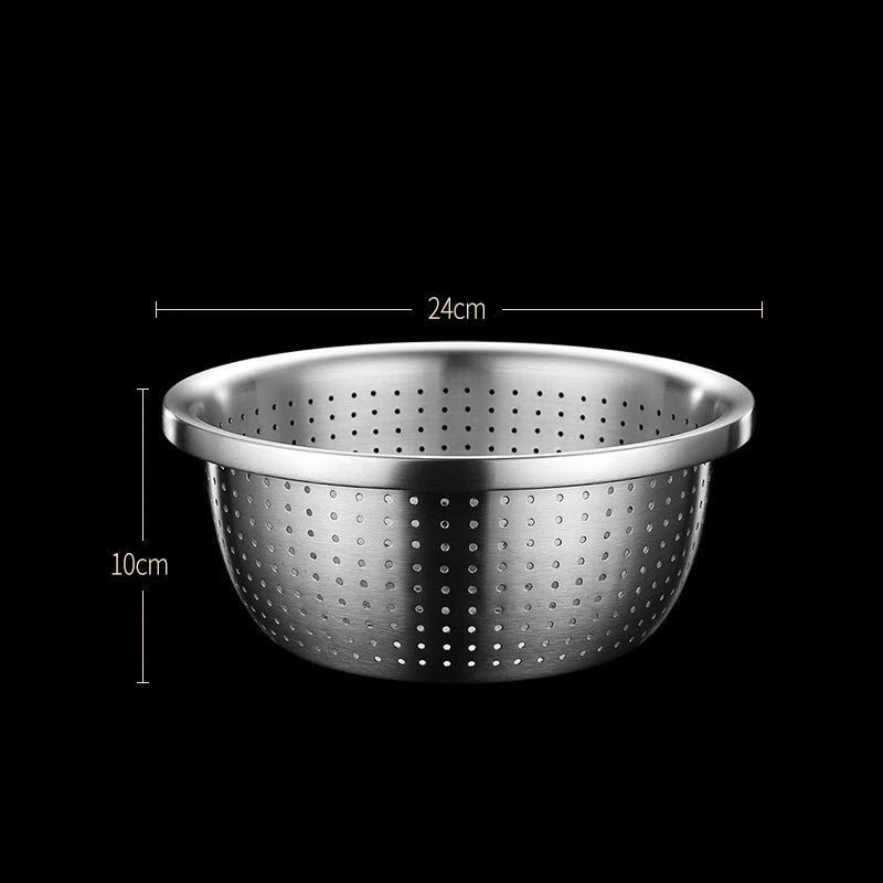 Hemasa Stainless Steel Drain Basket /Colander Round Rice Cleaning Sieve /Fruit Vegetable Washing Basin Strainer Filter