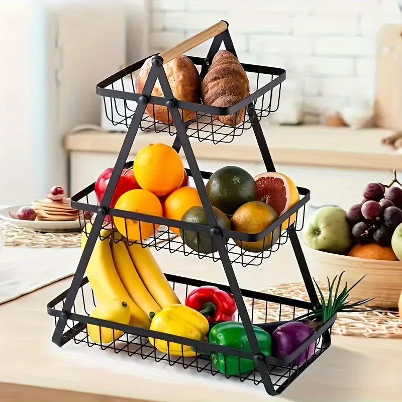 Multi-Layer Countertop Fruit Basket, Fruit Bowl, Bread Basket, Vegetable Rack for Kitchen Storage, Storage Basket for Living Room, Basket and Bowl Rack, Detachable Wire Basket for Bathroom Storage, Suitable for Home, Dining R