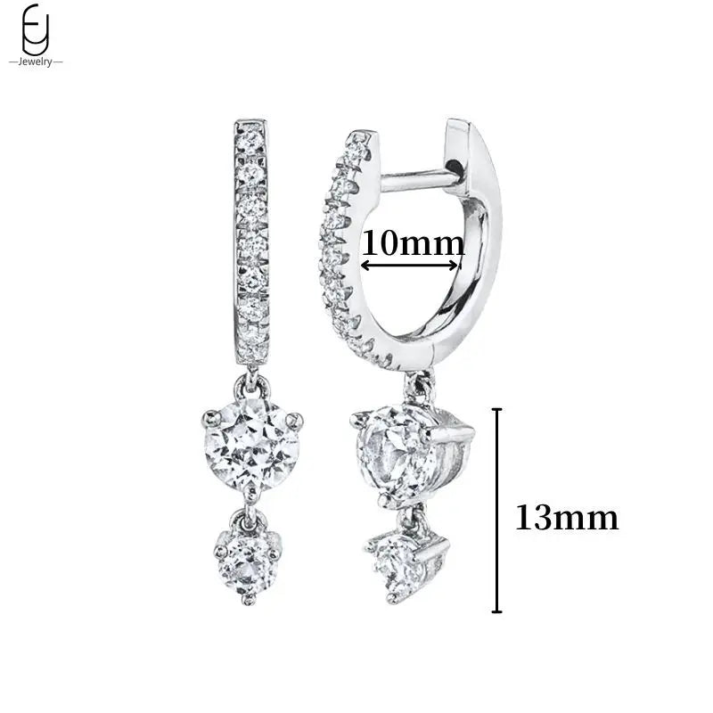 Hemasa 925 Sterling Silver Ear Buckles Fashion Hoop Earrings /White Crystal Luxury Women's Earrings Wedding Women's Jewelry Premium Gift
