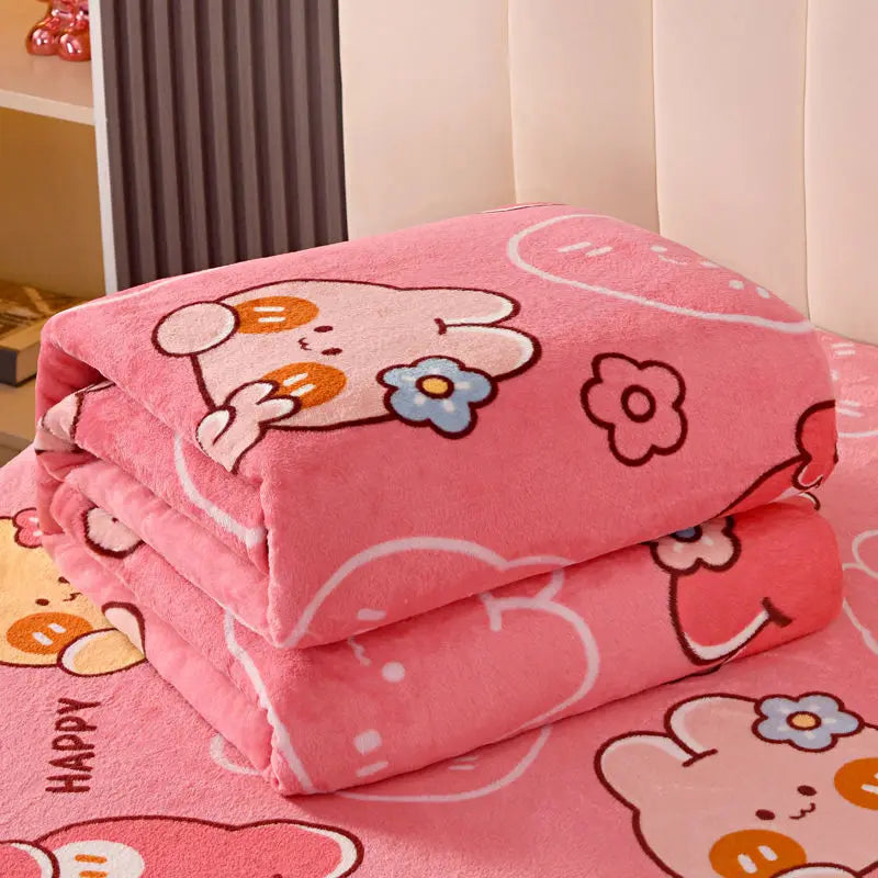 Hemasa  Hello Kitty Blanket Cartoon Printed Soft Comfortable Warm Multiple Plush Blanket