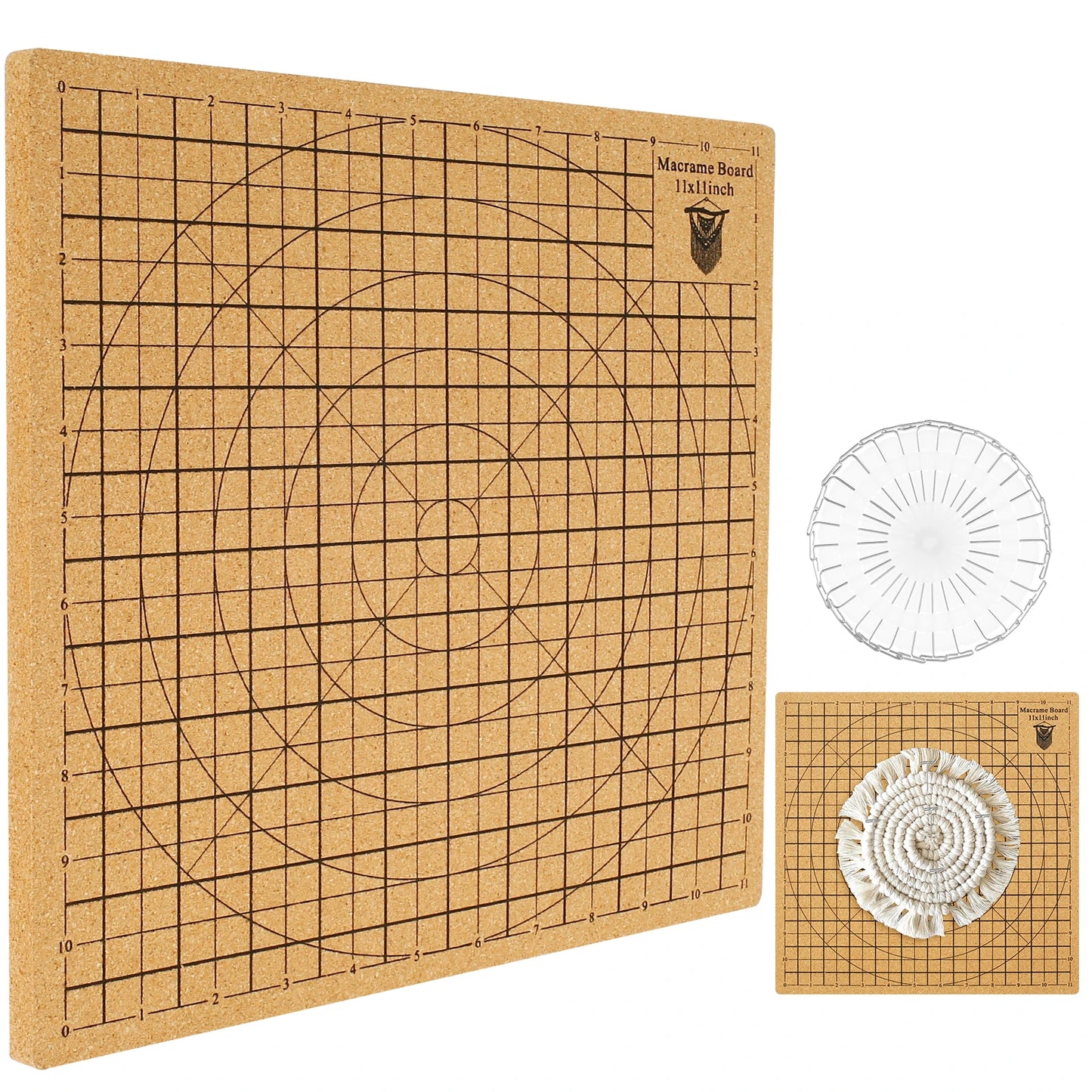 Tejesa Hand Macrame Board Double Sided Gridded Macrame Mat Hand Knitting Cork Board for Braiding Bracelet DIY Project Boho Dreamcatcher