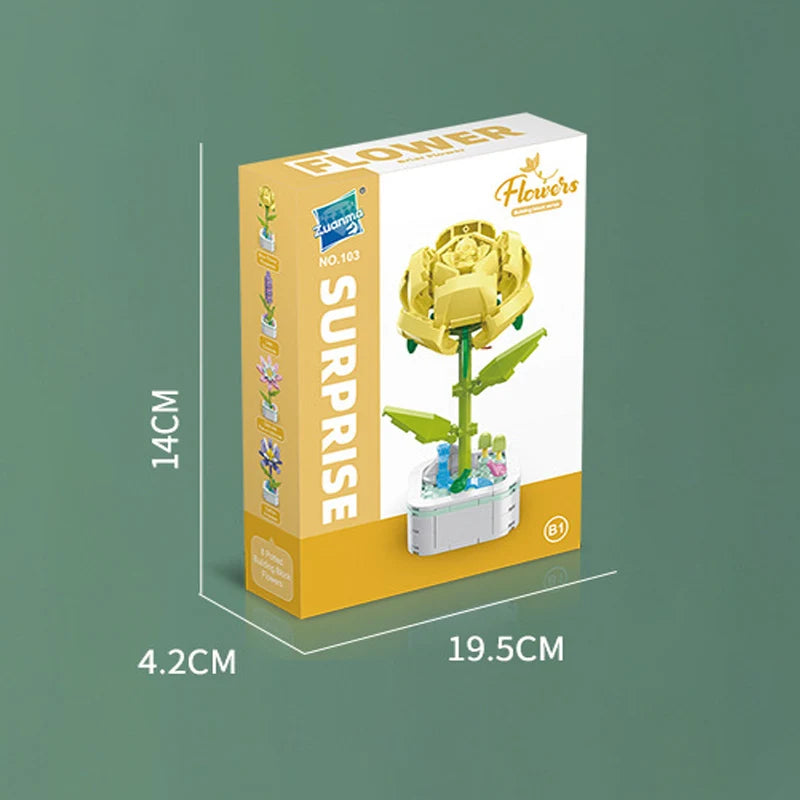 Creative flower Building blocks Eternal flower potted building blocks toy set Table decoration children's holiday Christmas gift