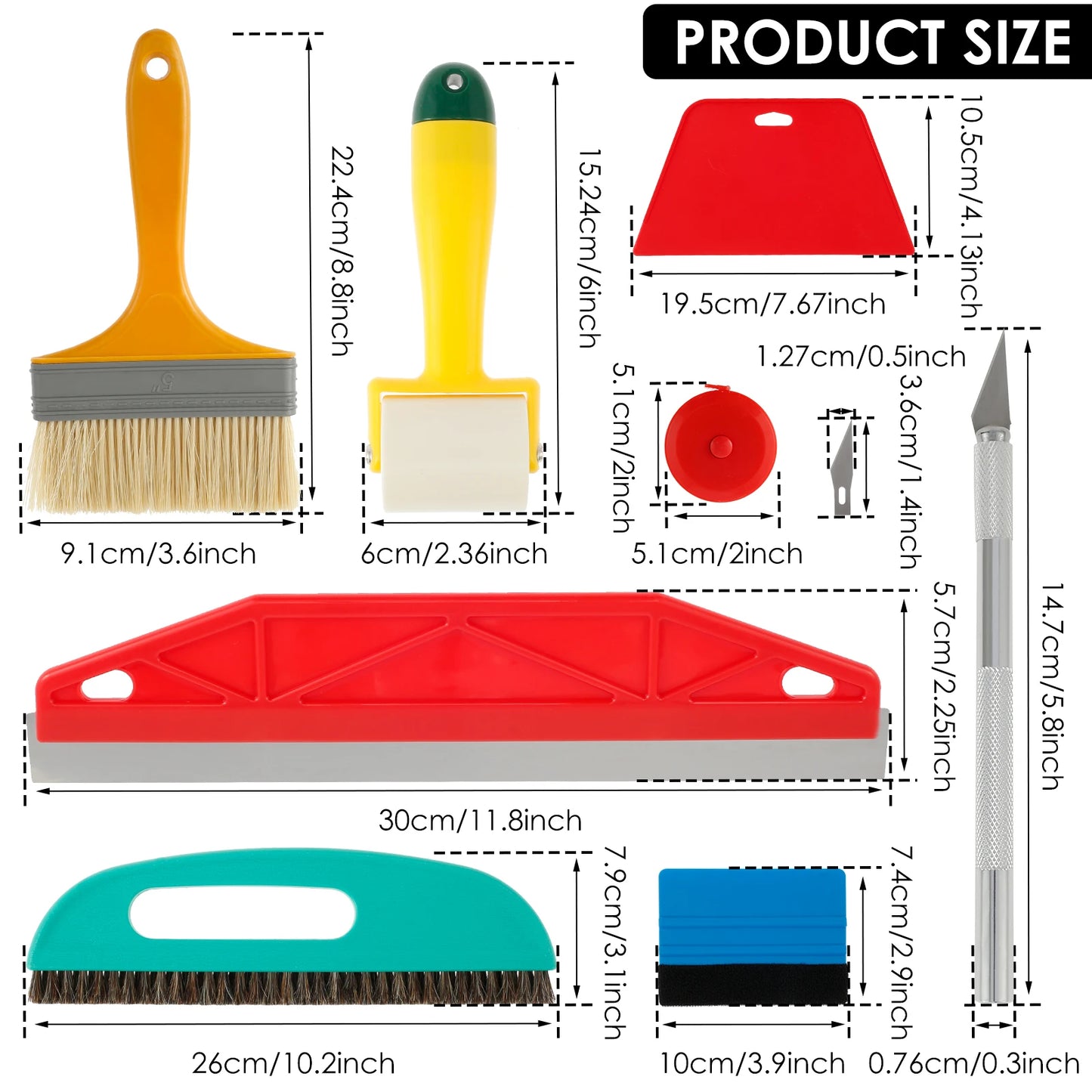 Tejesa 13/7pc Wallpaper Smoothing Tool Kit Applying Wallpaper Scraper Tint Film Installation Carving Gadget for Peel Sticke Wallpaper