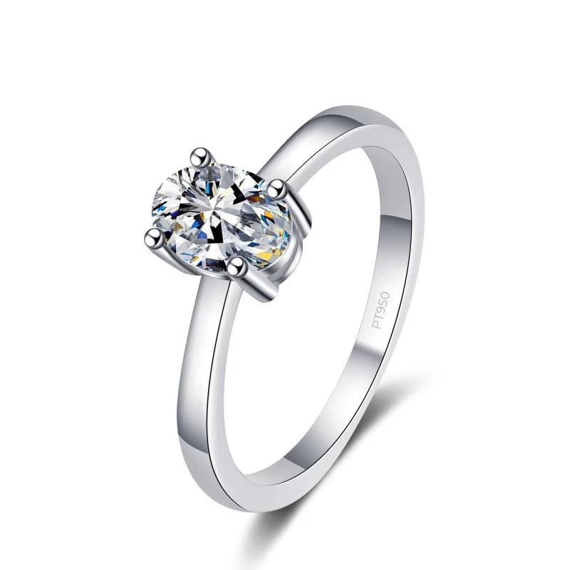 Hemasa New Style  Female PT950 Platinum Wedding Band for Women  1CT Pigeon Egg Shape Moissanite Diamond Luxury Fitting Party