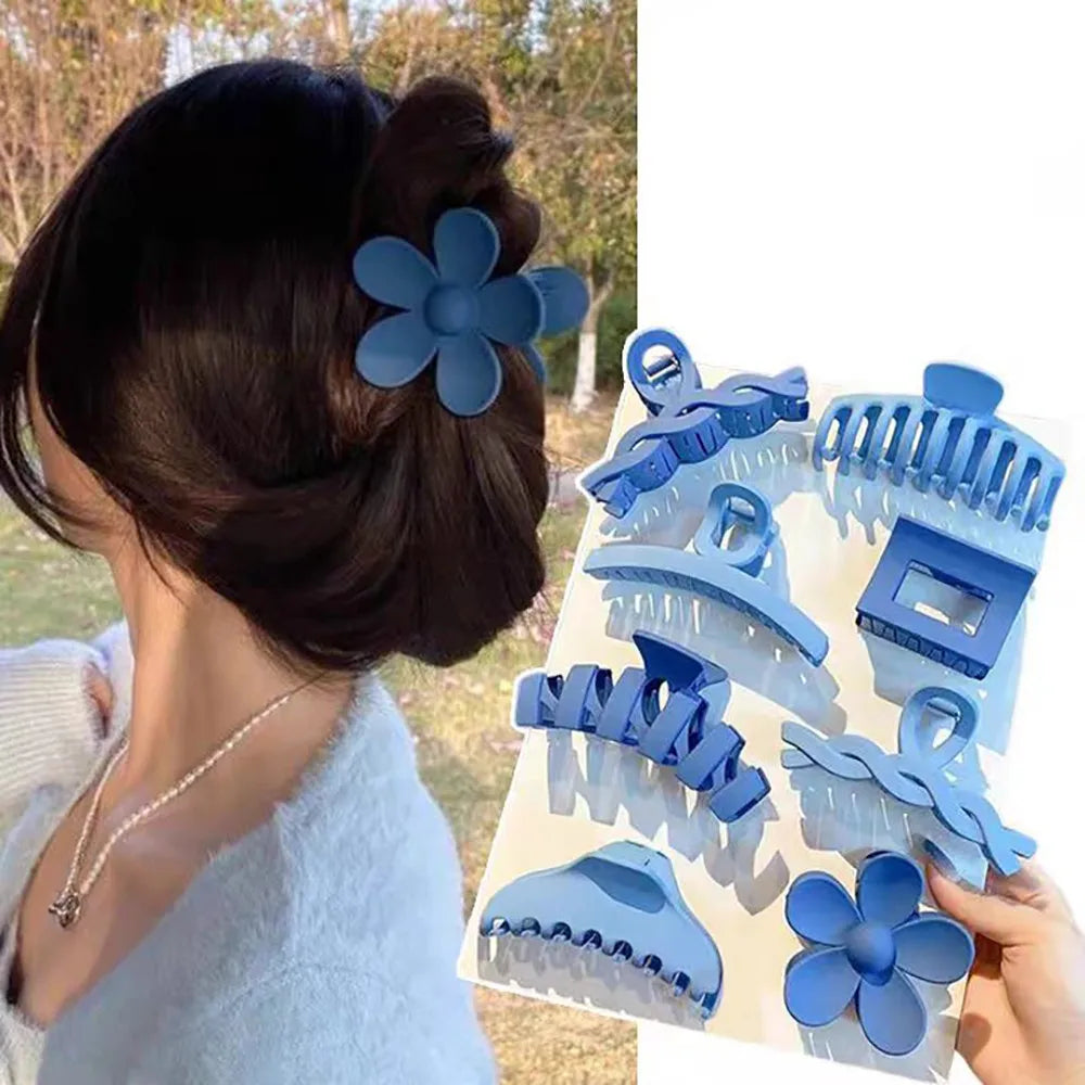 Tejesa 8Pcs/Set New Fashion Gradient Color Hair Clip Acrylic Sweet Girls Ponytail Flower Grabbed Hairpin Woman Headwear Accessories