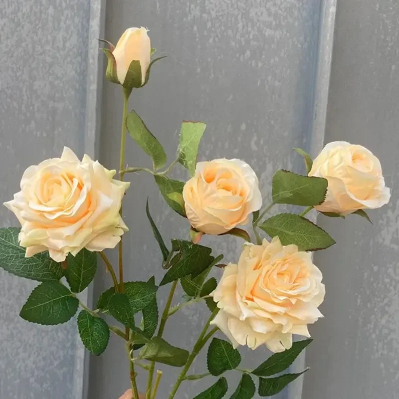 5Pc Artificial 5head Rose Silk Flowers for Wedding Background Layout Fake Rose Flowers Home Party Decoration Flower Arrangement