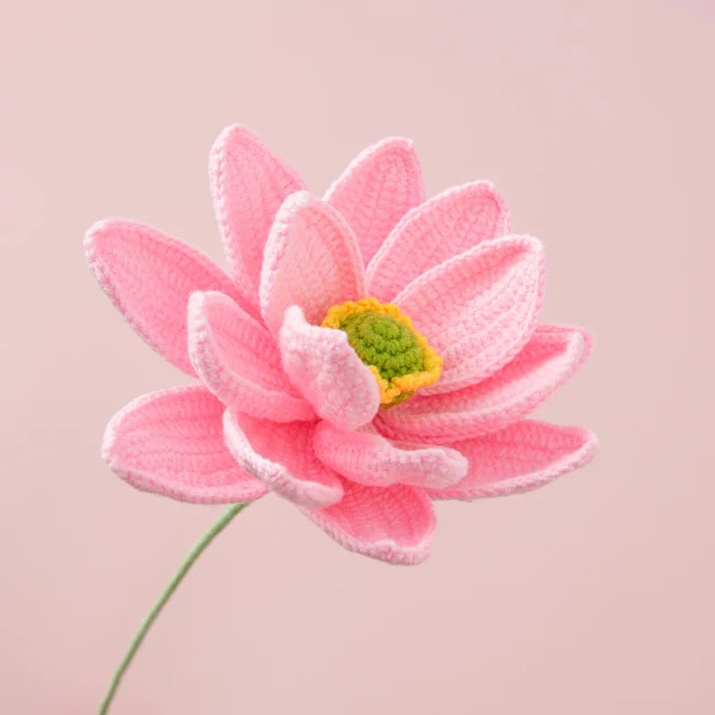 Hemasa Large Lotus Crochet Flowers Creative Knitting Lotus Flower Bouquet Handmade Plant Home Decor Crochet Woven Flowers