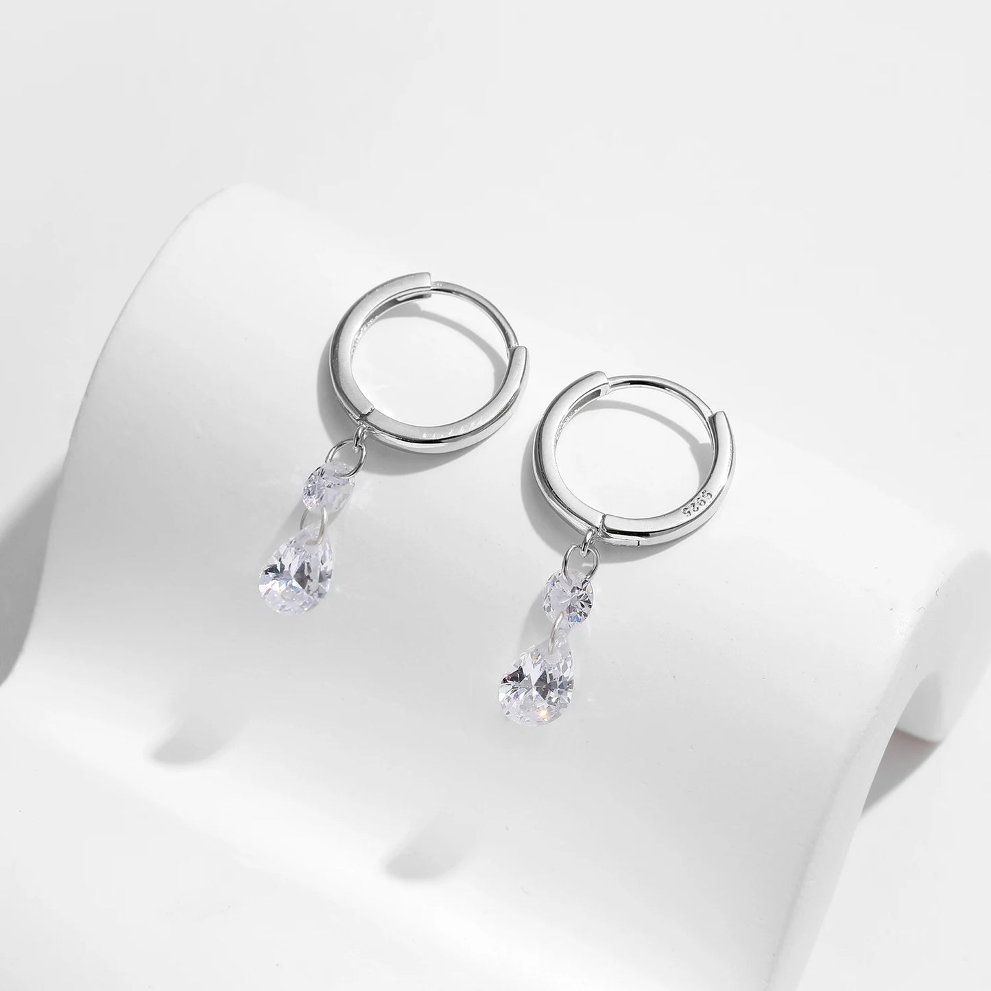MODIAN 925 Sterling Silver Sparkling Swing Water Drop CZ Hoop Earrings Classic Wedding Earrings Buckle For Women Jewelry Gifts