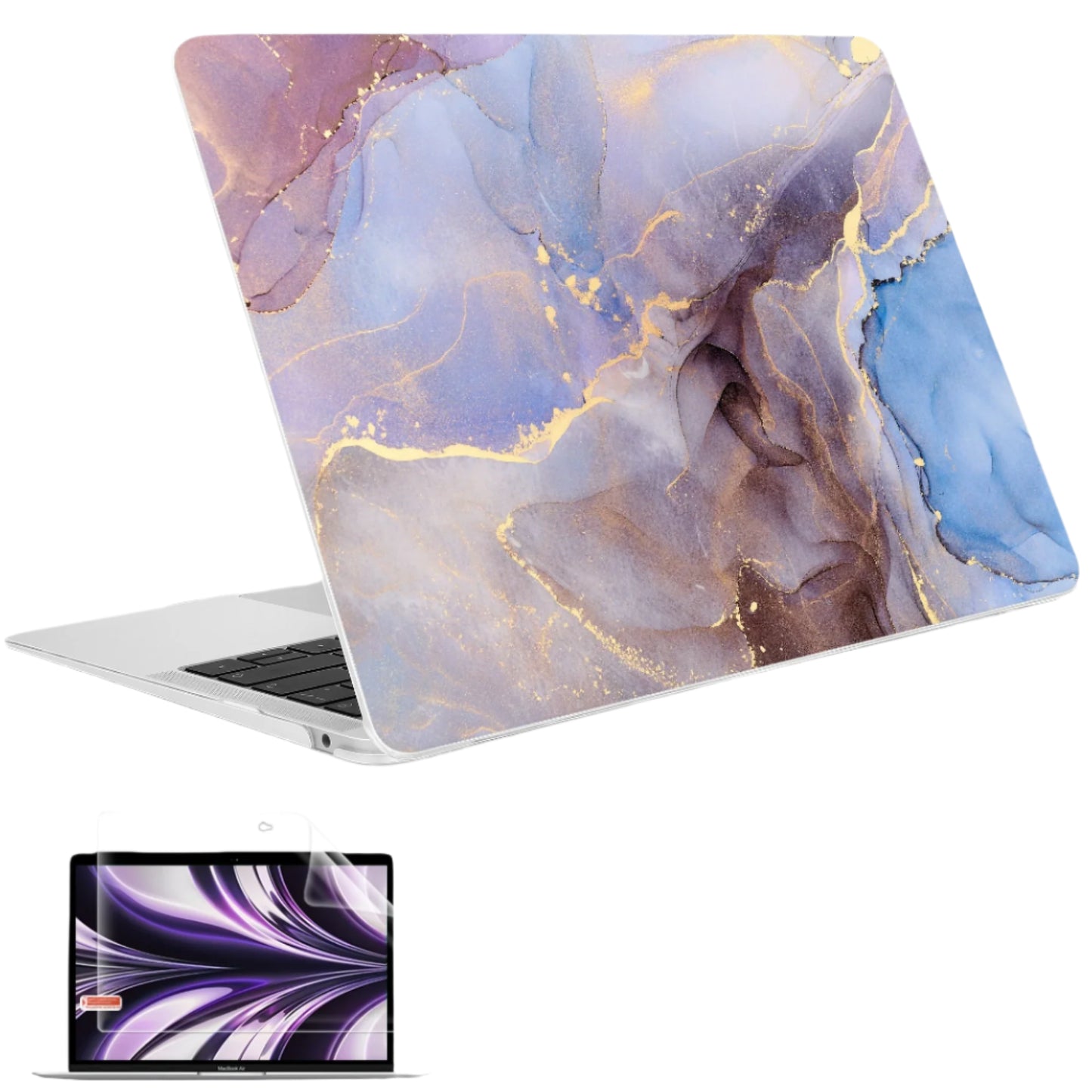 Hemasa Marble Plastic Laptop Case for MacBook M4 Air 13 inch A2337 A2179 A1932 Hard Shell Cover for Mac Pro 13 15 16 2022 A2338 A2251