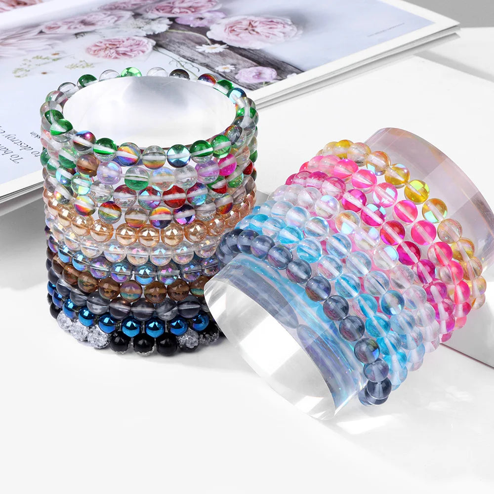 Tejesa Blue Flash Stone Bracelets For Men Crystal Glass Moonstone Couple Bracelets For Women Cat Eye Chalcedony Opal Handmade Bangles