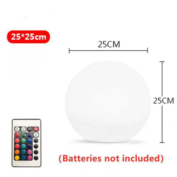 25/20/15/10cm LED Luminous Round Ball Lamp Battery Powered Remote 16 Color Garden Landscape Lawn Home Bedroom Decor Night Lights