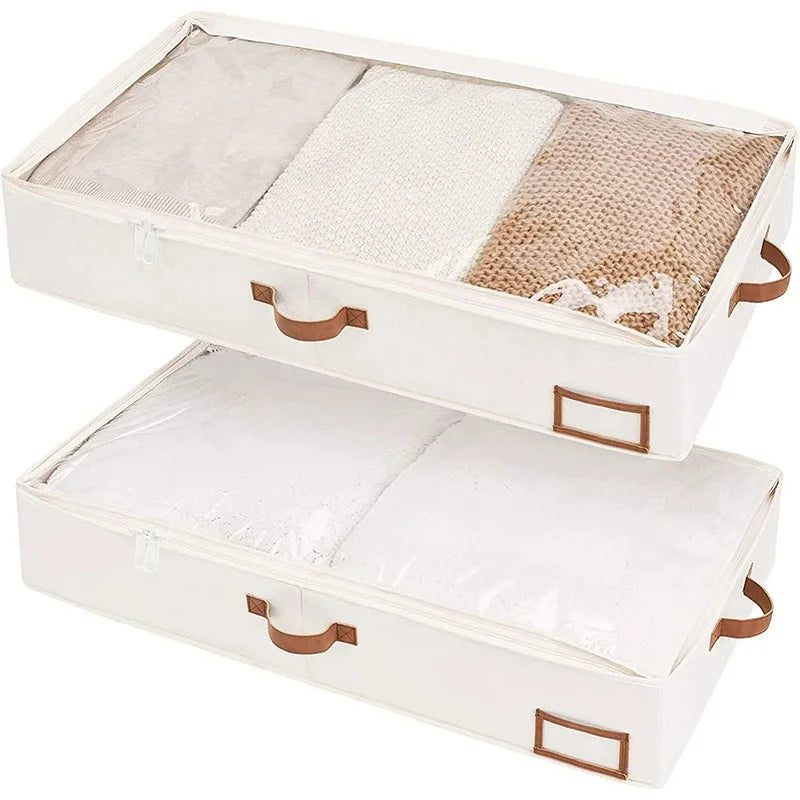 Foldable Under Bed Storage Containers with Clear Window Underbed Toy Organizers Clothing Storage Bags Closet Storage Bins