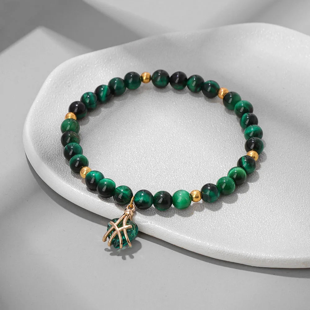 Hemasa  Stone Beads Stretchbale with Heart Shape Pendent Bracelet