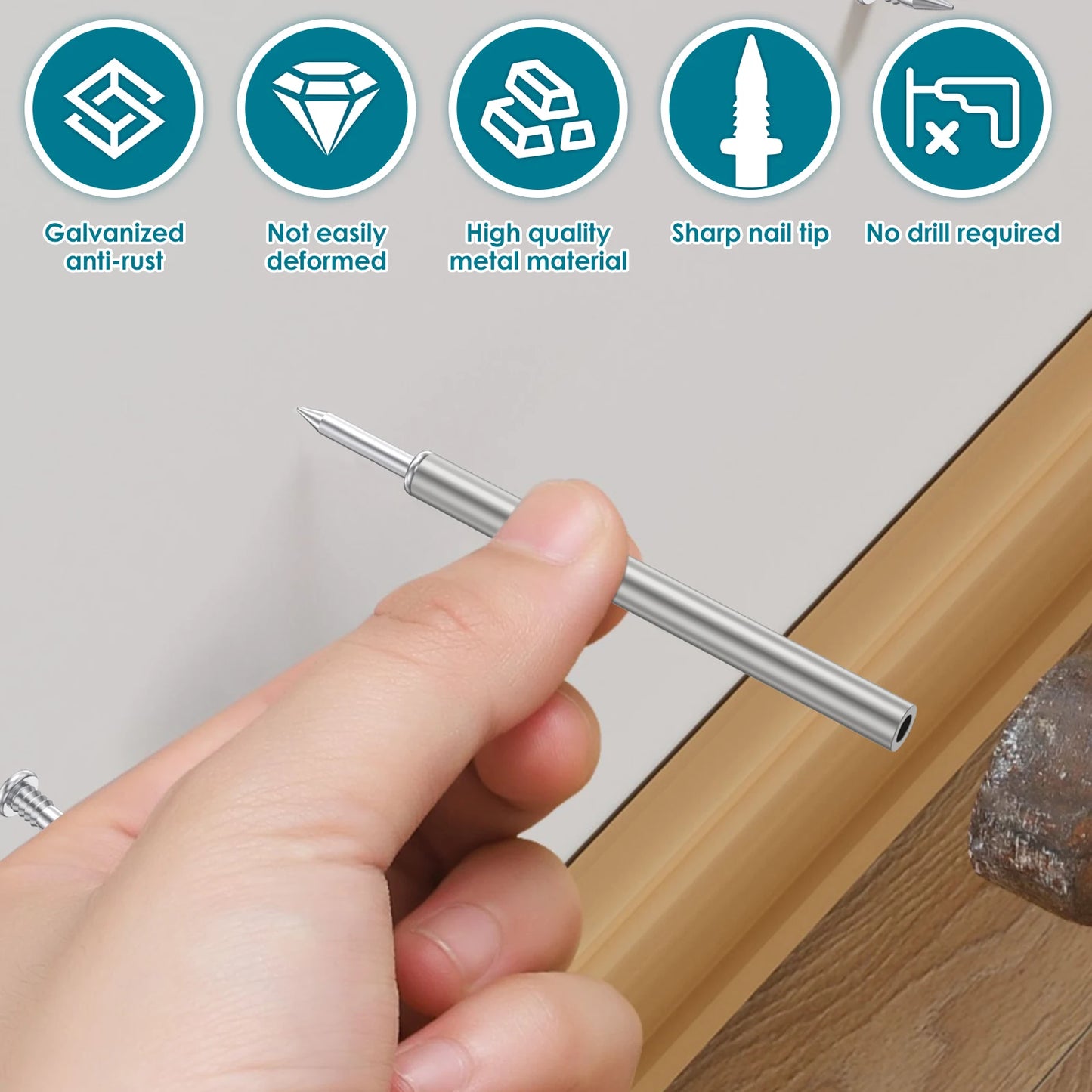 Tejesa 400/100Pcs Skirting Line Screws Double-Head Skirting Thread Seamless Nail Invisible Security Screws Wood Baseboard Screws Nails