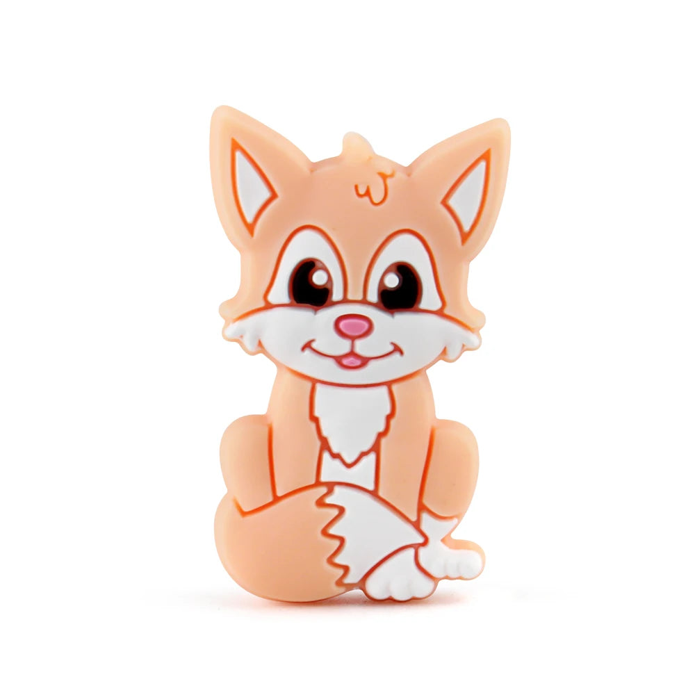 5/10 New Silicone Beads Animal Fox Shape Focal Beads For Jewelry Making DIY Bracelets Keychain Necklaces Jewelry Accessories