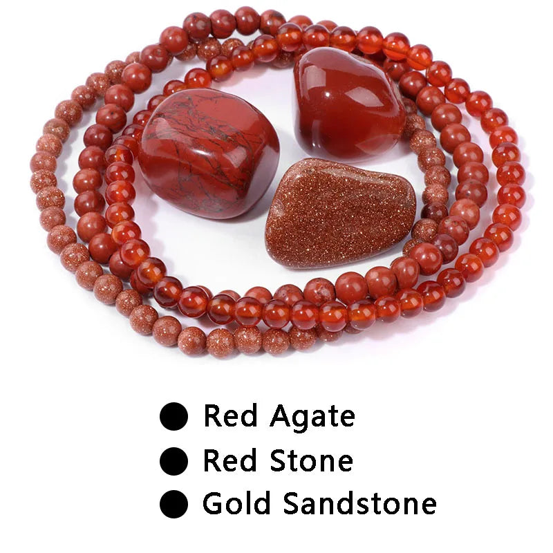 3pcs/set 4mm Beaded Bracelet with Raw Stone Natural Aventurine Amethysts Rose Quartz Beads Bracelets Women Men Energy Jewelry