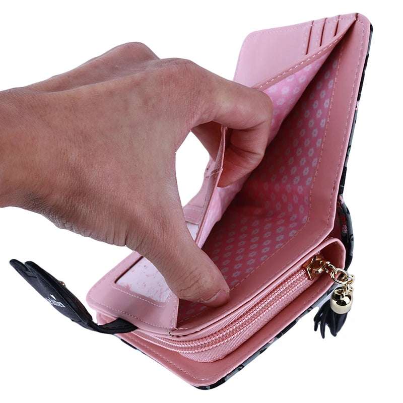 Hemasa  PU Leather Tassel Cartoon Cat  Wallet   for Women /Coin Purse/Card Holder