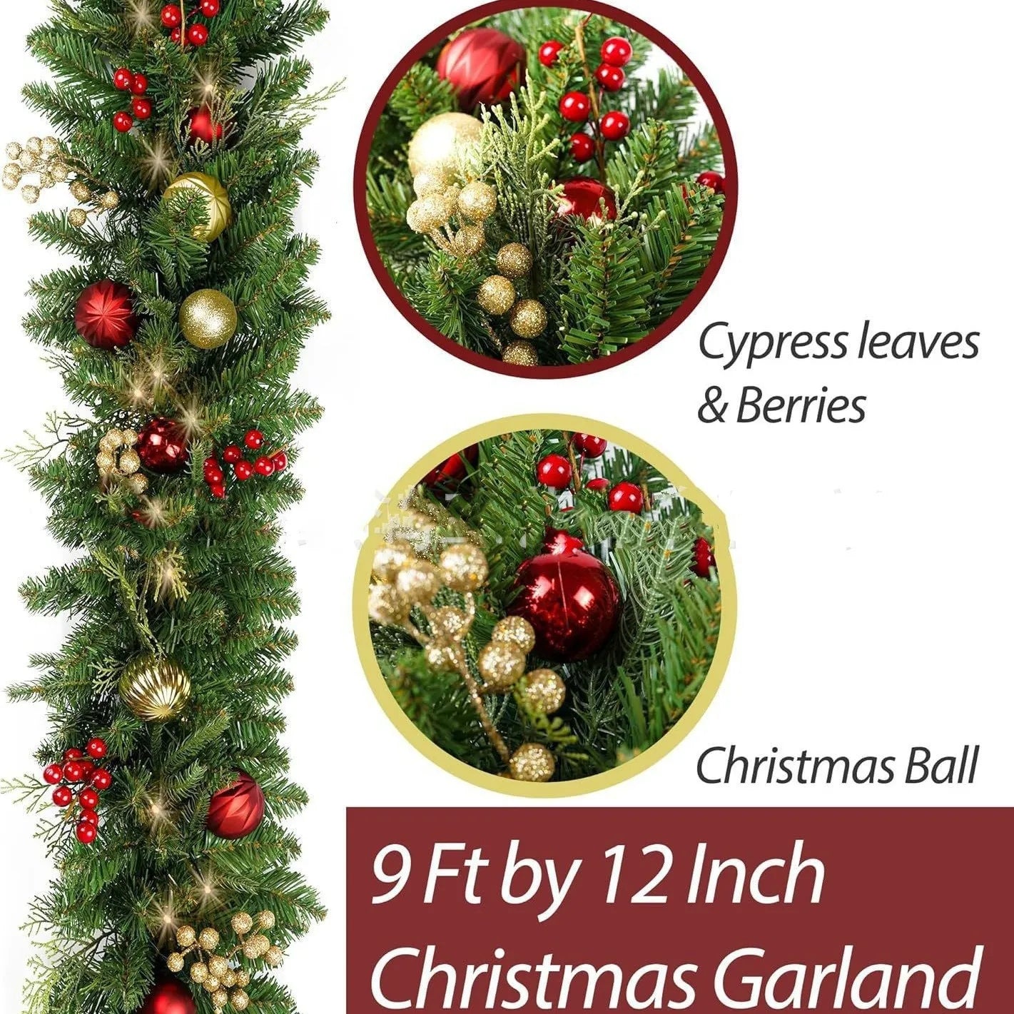 Christmas Garlands With Red Berries Artificial Christmas Rattan Xmas Ball Home Tree Stairs Door New Year Christmas Decoration