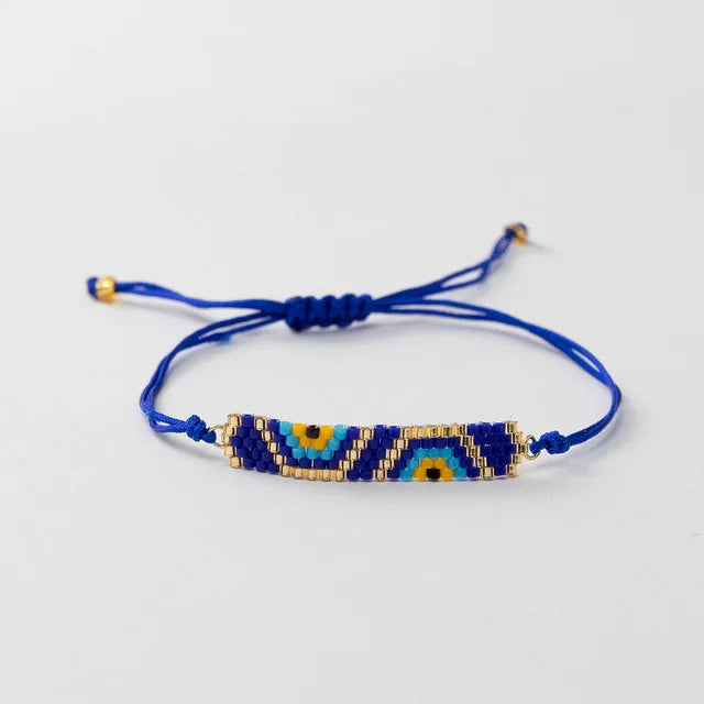 Bohemia Rice bead bracelet Geometry Eye Multiple colors Hand weaving Female Popular Personality Adjustable Beaded bracelet