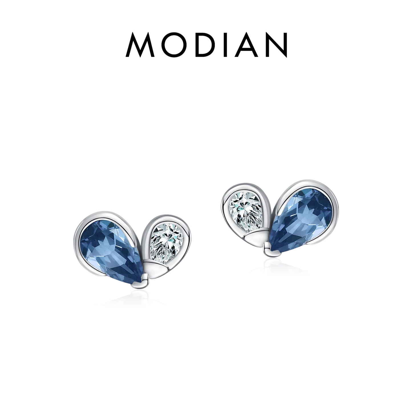 MODIAN 925 Sterling Silver Romantic Tiny Hearts Stud Earrings Delicate Colorful CZ Earrings for Women Party Fine Jewelry
