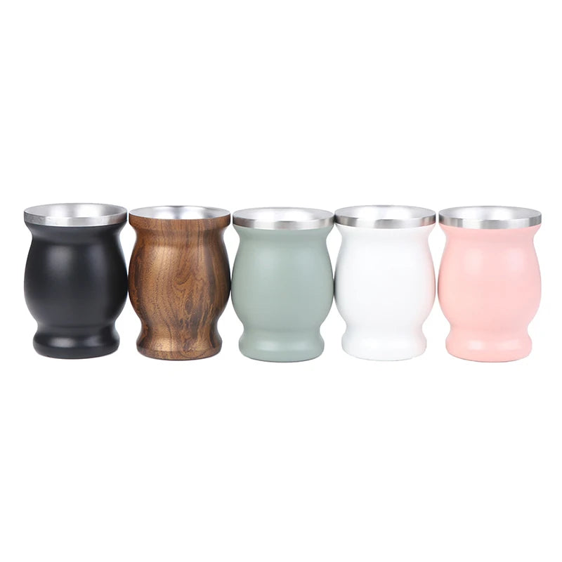 New 1pc Yerba Mate Cup 304 Stainless Steel 8oz Argentine Yerba Mate Gourd With Bombillas