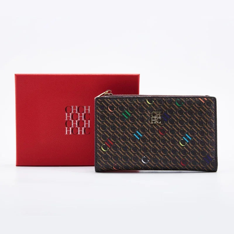 CH New Fashion Simple Card Holder Bag Luxury Brand Printed Women's Long Wallet Vintage Classic PVC Material 2025