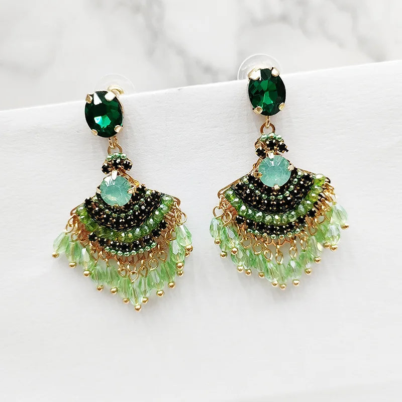 Hemasa Colorful Beaded  Long Earrings for Women