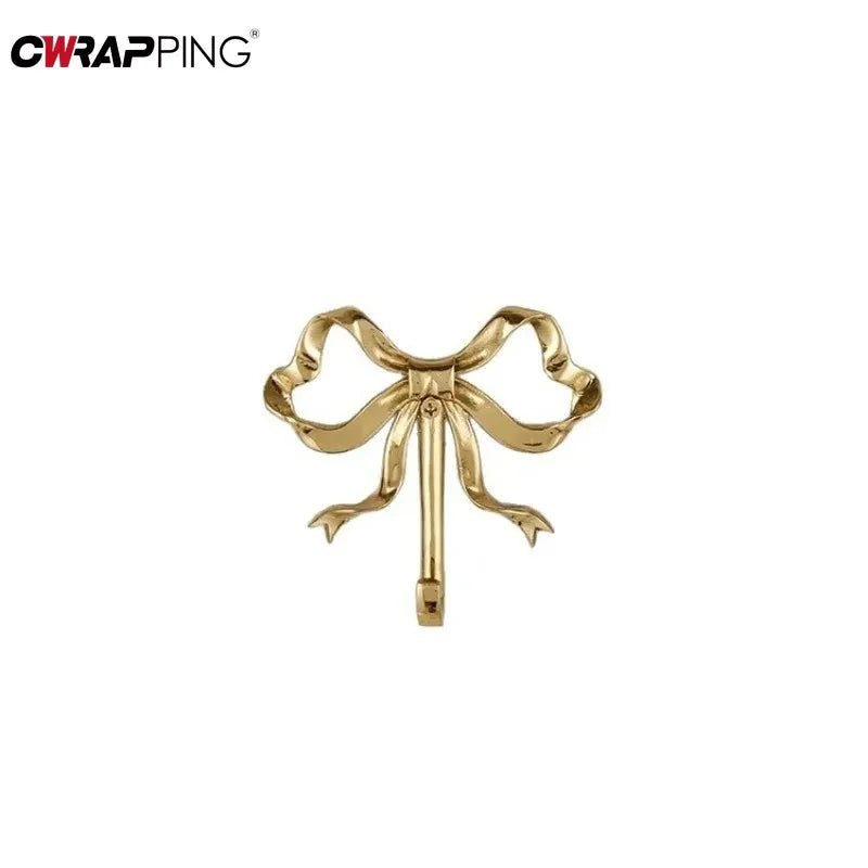 Wall Hook Rack Solid Towel Holder Gold Bow-Shape Decorative Hook Bathroom Bedroom Living Kitchen Elegant Home Decor Accessory