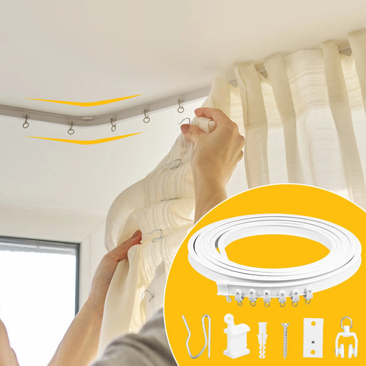 16.4 ft Ceiling Curtain Rail Flexible Ceiling Mount Curtain Track with Mute Roller Sliding Curtain Rail Window Decor Accessorie